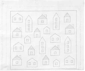 Houses Sashiko Cloth