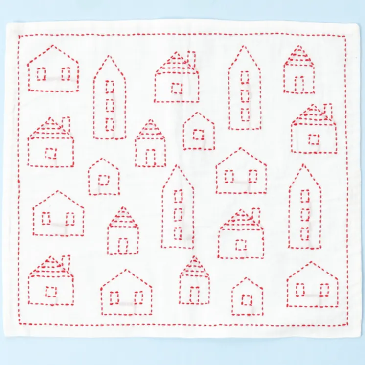 Houses Sashiko Cloth