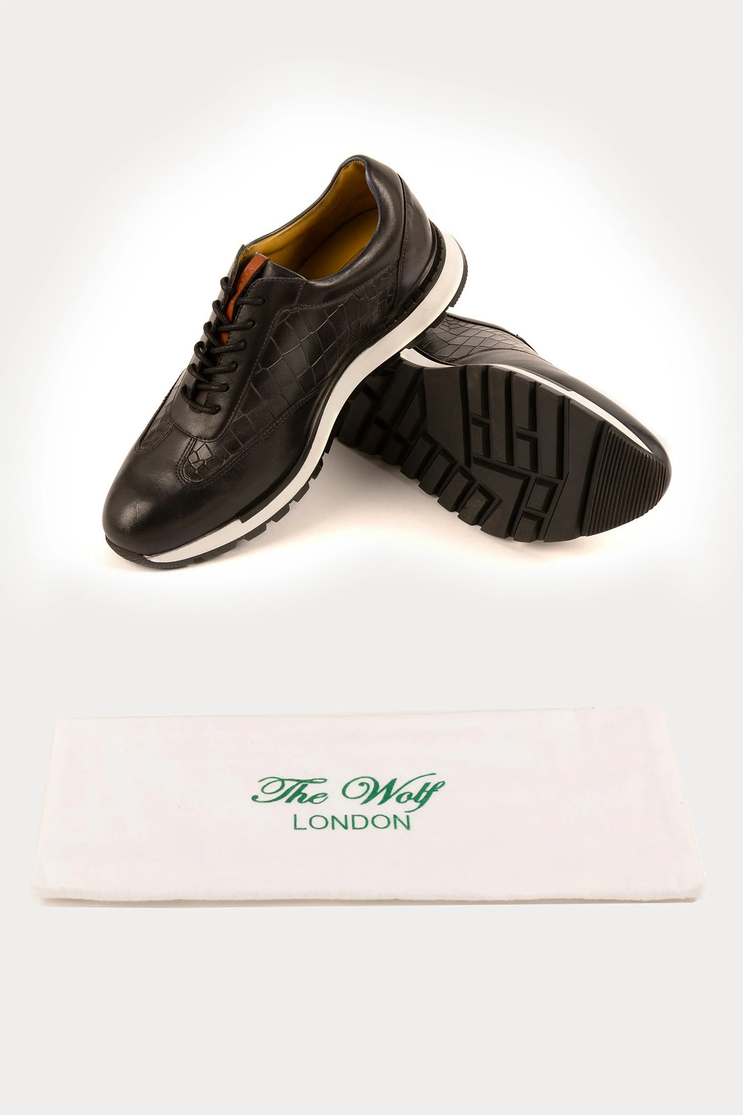 Hoxton Leather Smart Trainers in Black