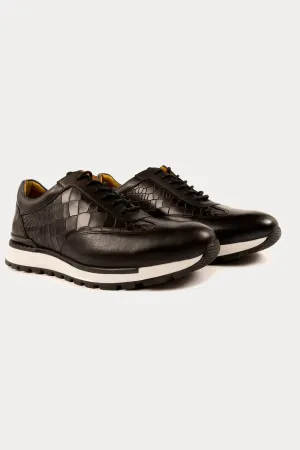 Hoxton Leather Smart Trainers in Black