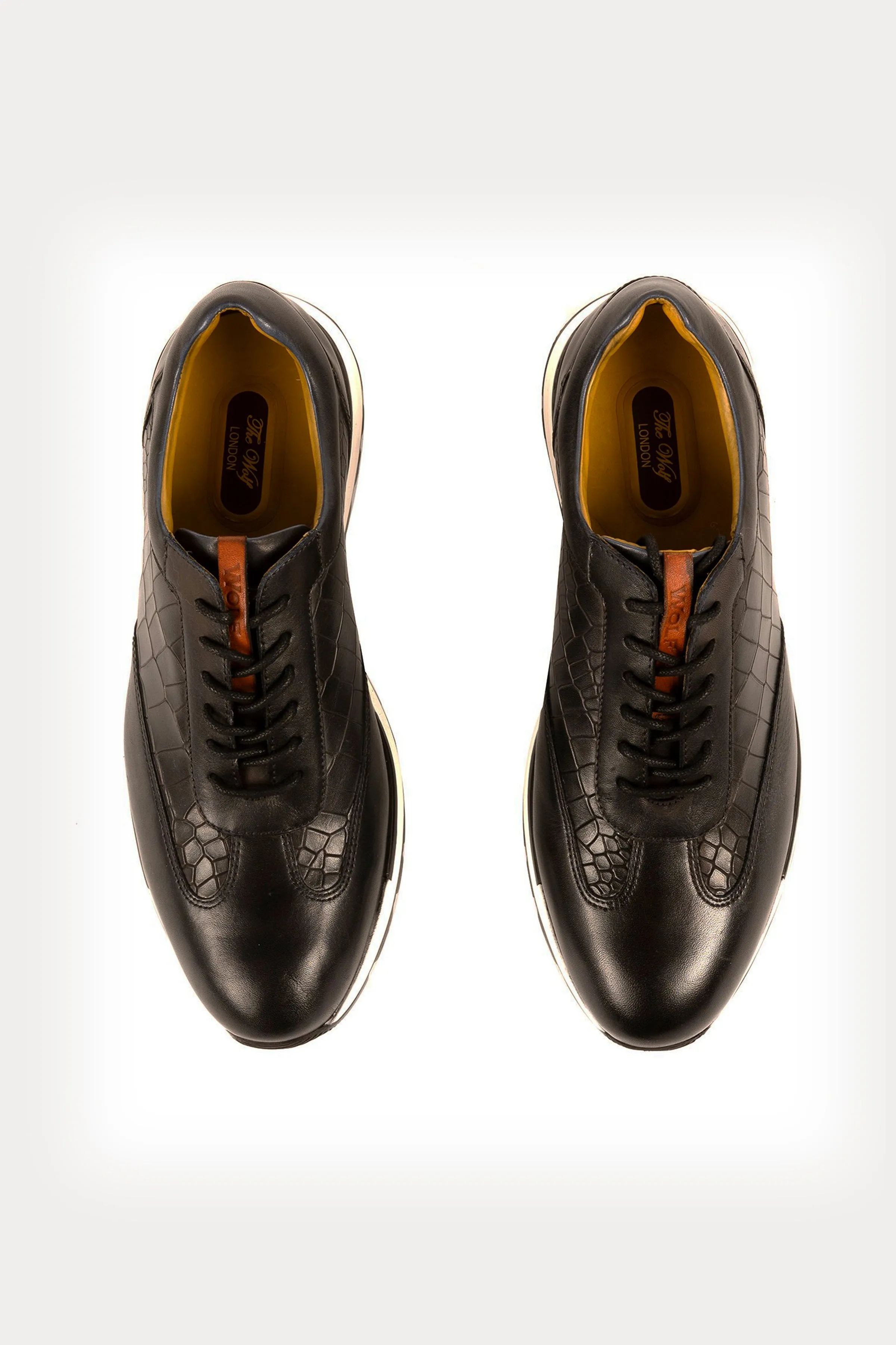 Hoxton Leather Smart Trainers in Black