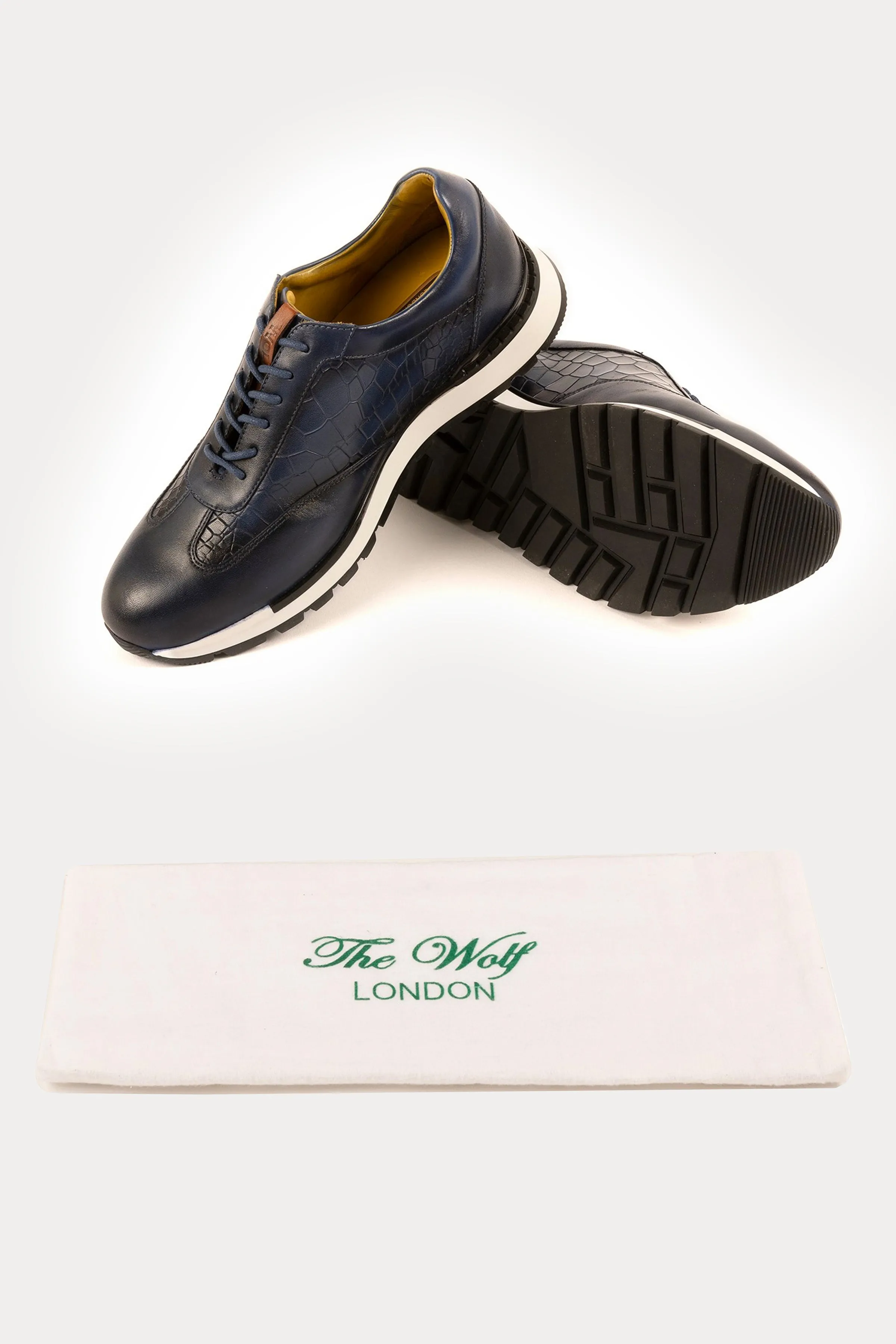 Hoxton Leather Smart Trainers in Navy