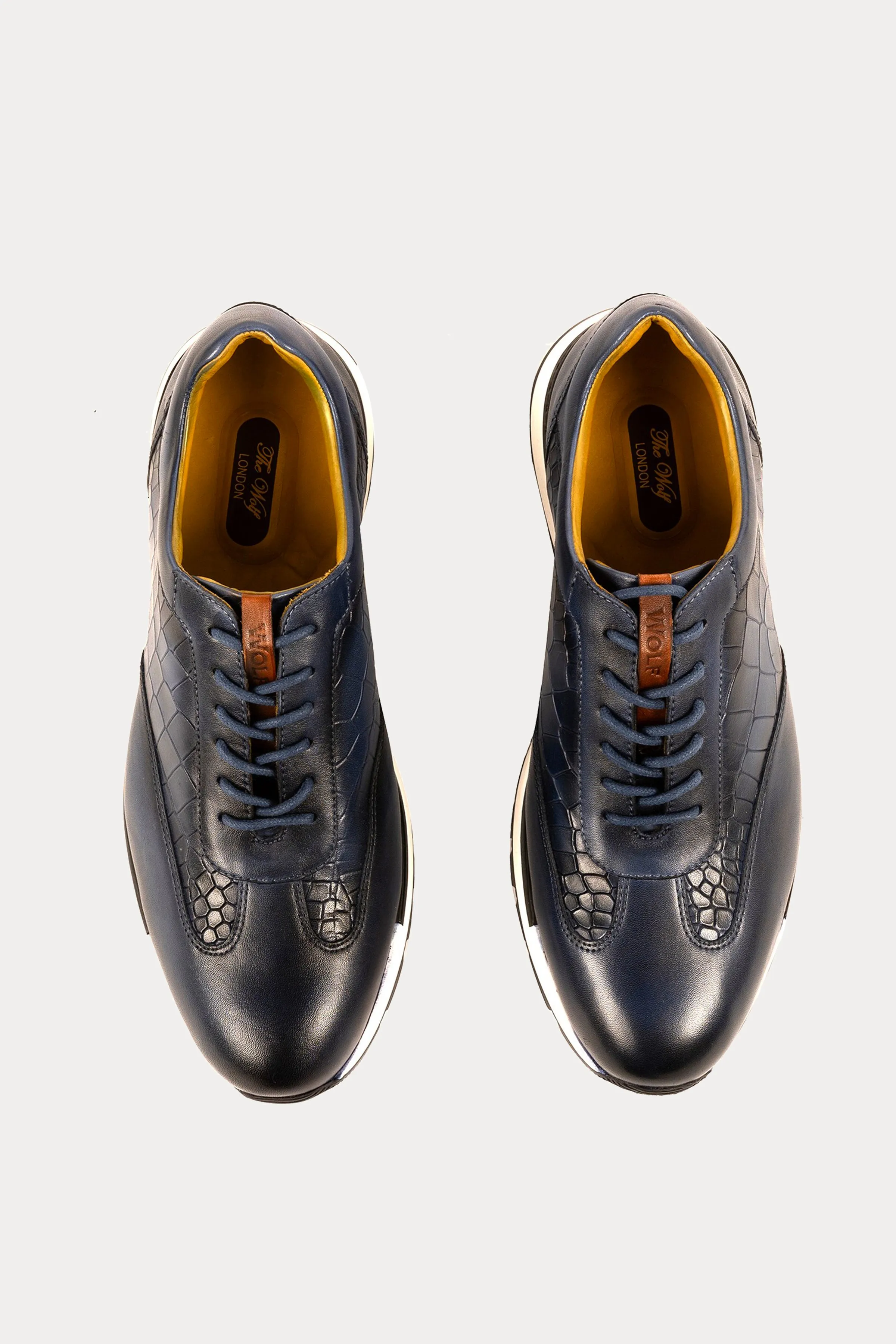 Hoxton Leather Smart Trainers in Navy