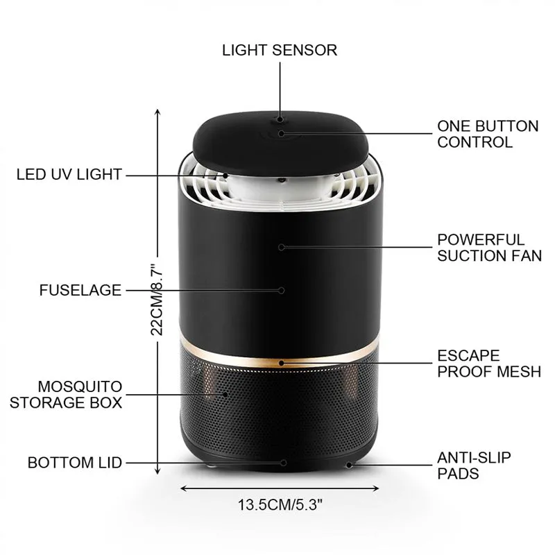 Intelligent LED Anti-Mosquito Light - 3 Working Modes, Intelligent Night Feature, 120 Square Meter Range, Quiet Design