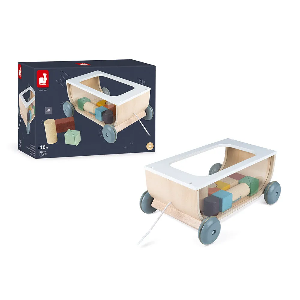 Janod Sweet Cocoon Cart with Blocks