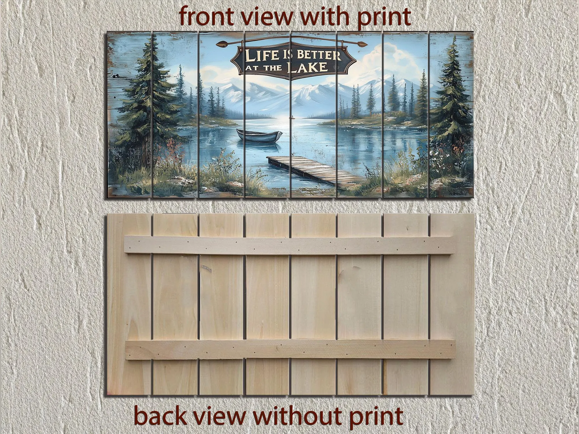 Life Is Better At The Lake Sign Distressed Wood Sign Wall Art