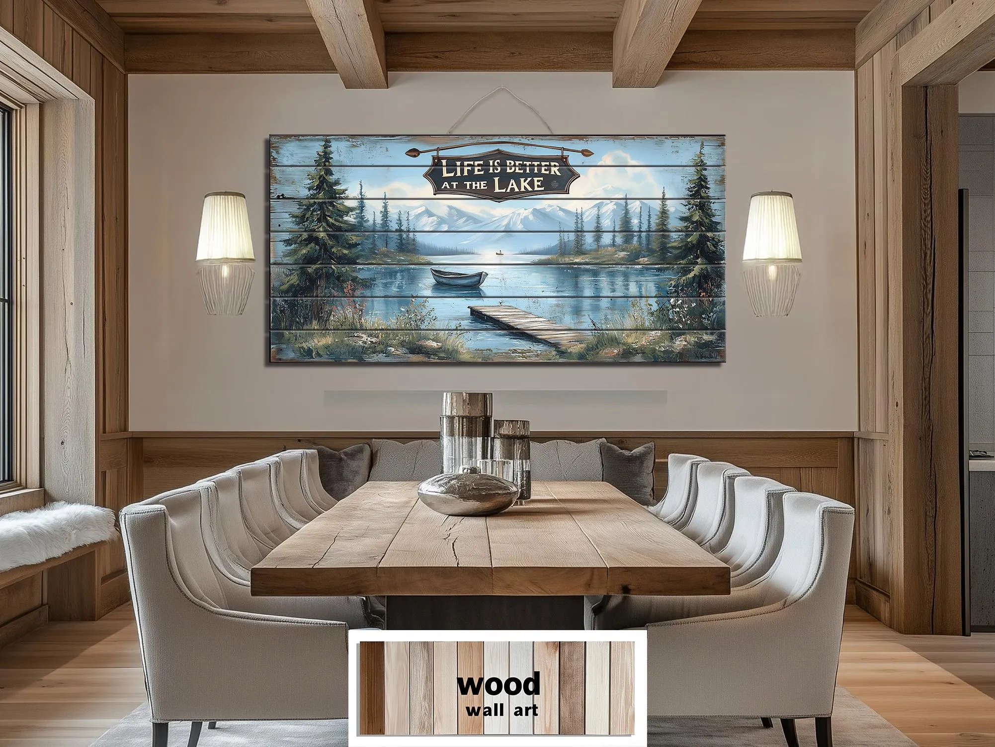 Life Is Better At The Lake Sign Distressed Wood Sign Wall Art