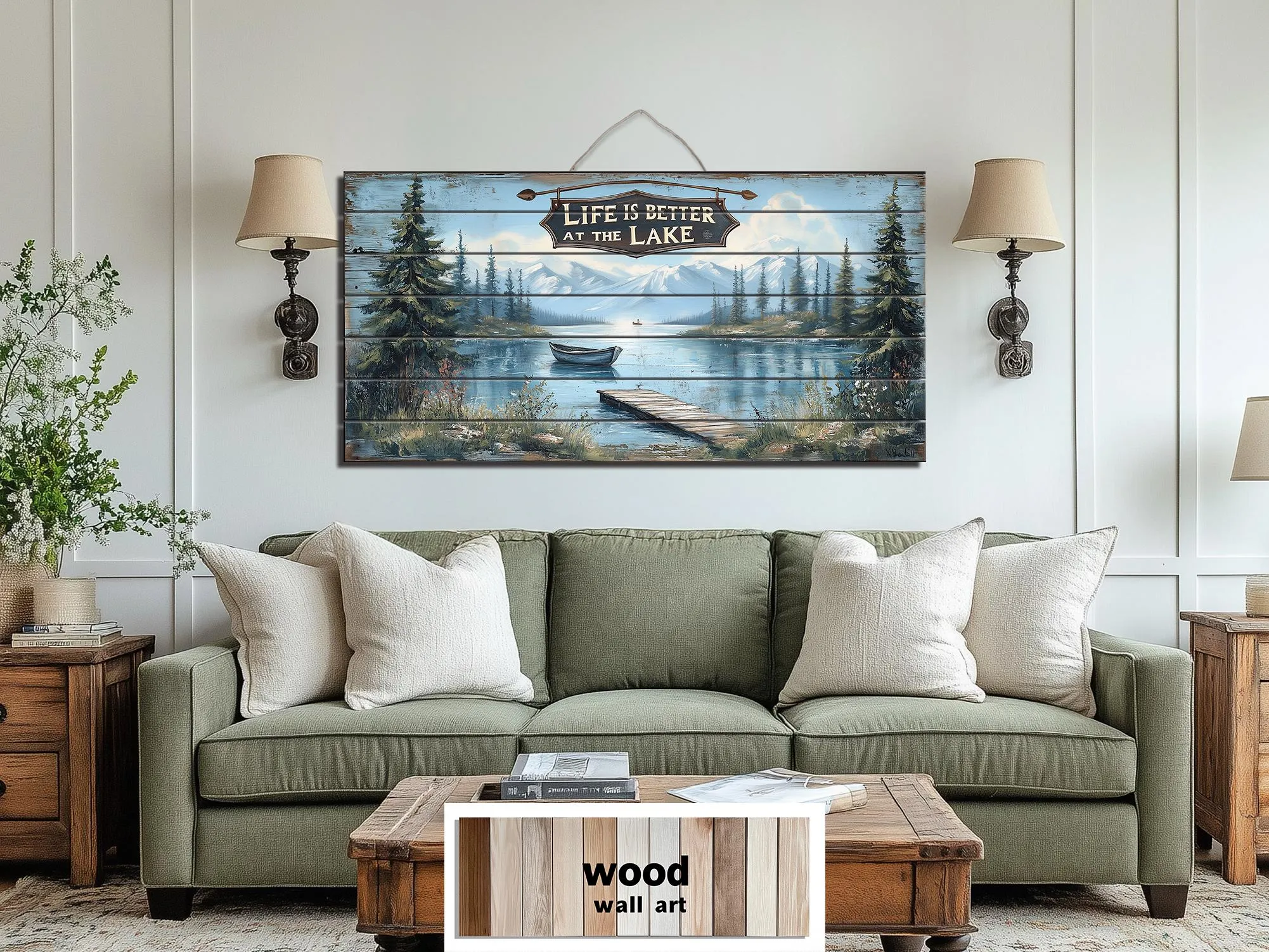Life Is Better At The Lake Sign Distressed Wood Sign Wall Art