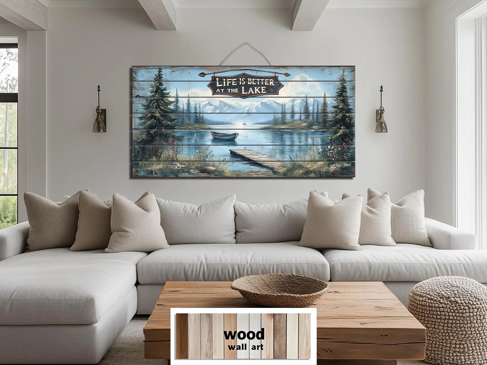 Life Is Better At The Lake Sign Distressed Wood Sign Wall Art