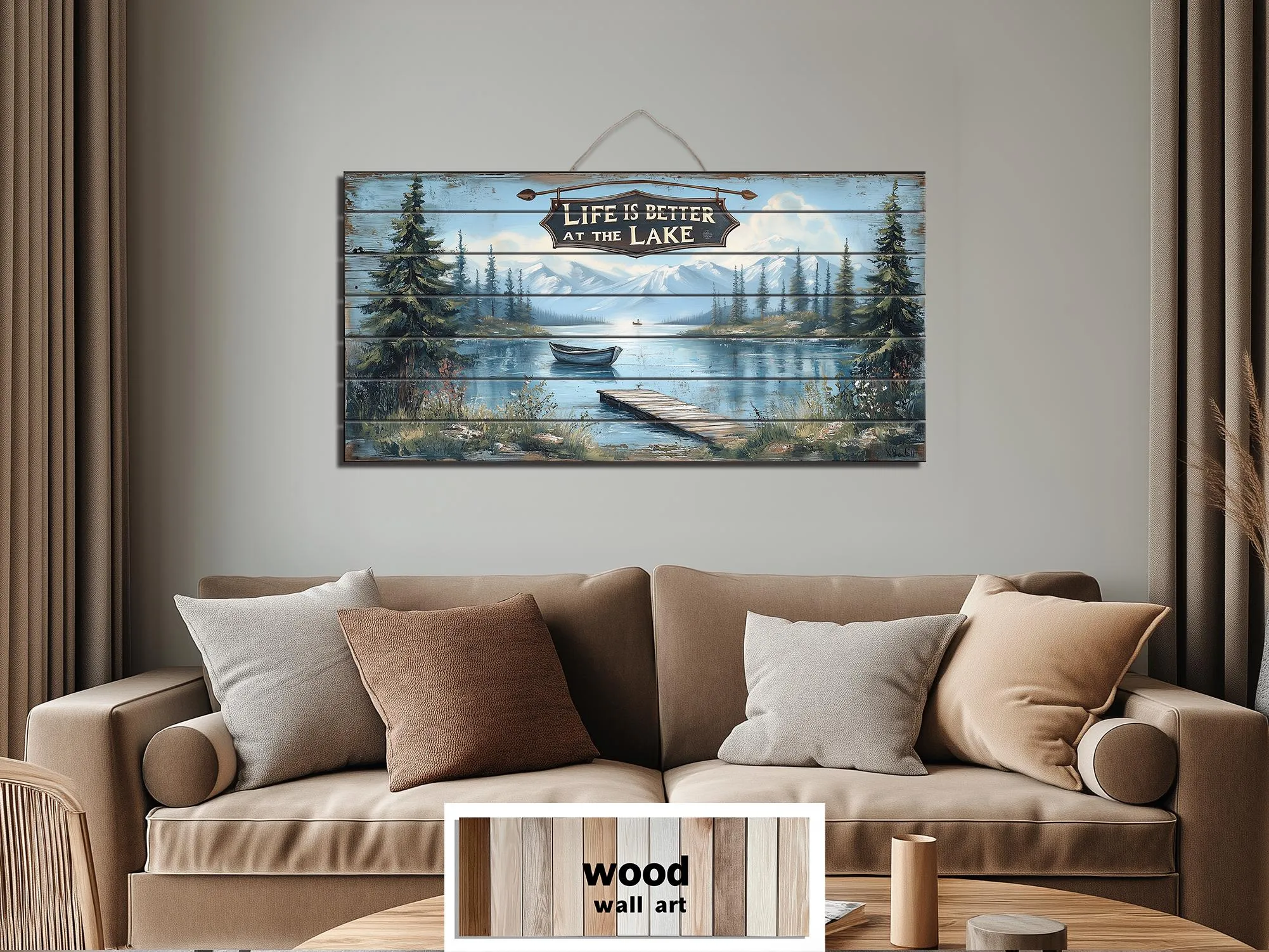 Life Is Better At The Lake Sign Distressed Wood Sign Wall Art
