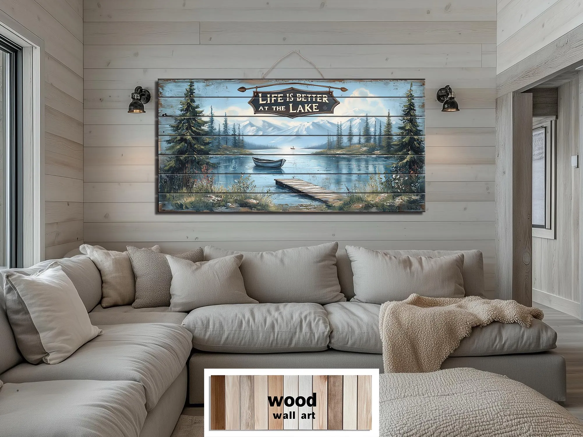 Life Is Better At The Lake Sign Distressed Wood Sign Wall Art