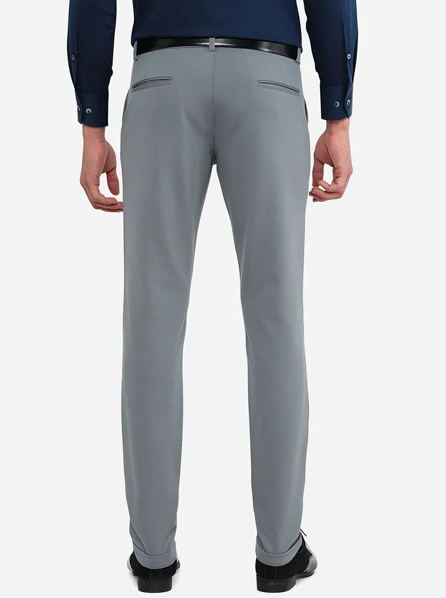 Light Blue Solid Slim Fit Club Wear Trouser | JB Studio