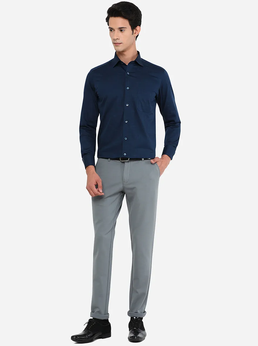 Light Blue Solid Slim Fit Club Wear Trouser | JB Studio