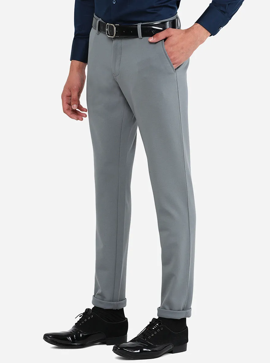 Light Blue Solid Slim Fit Club Wear Trouser | JB Studio