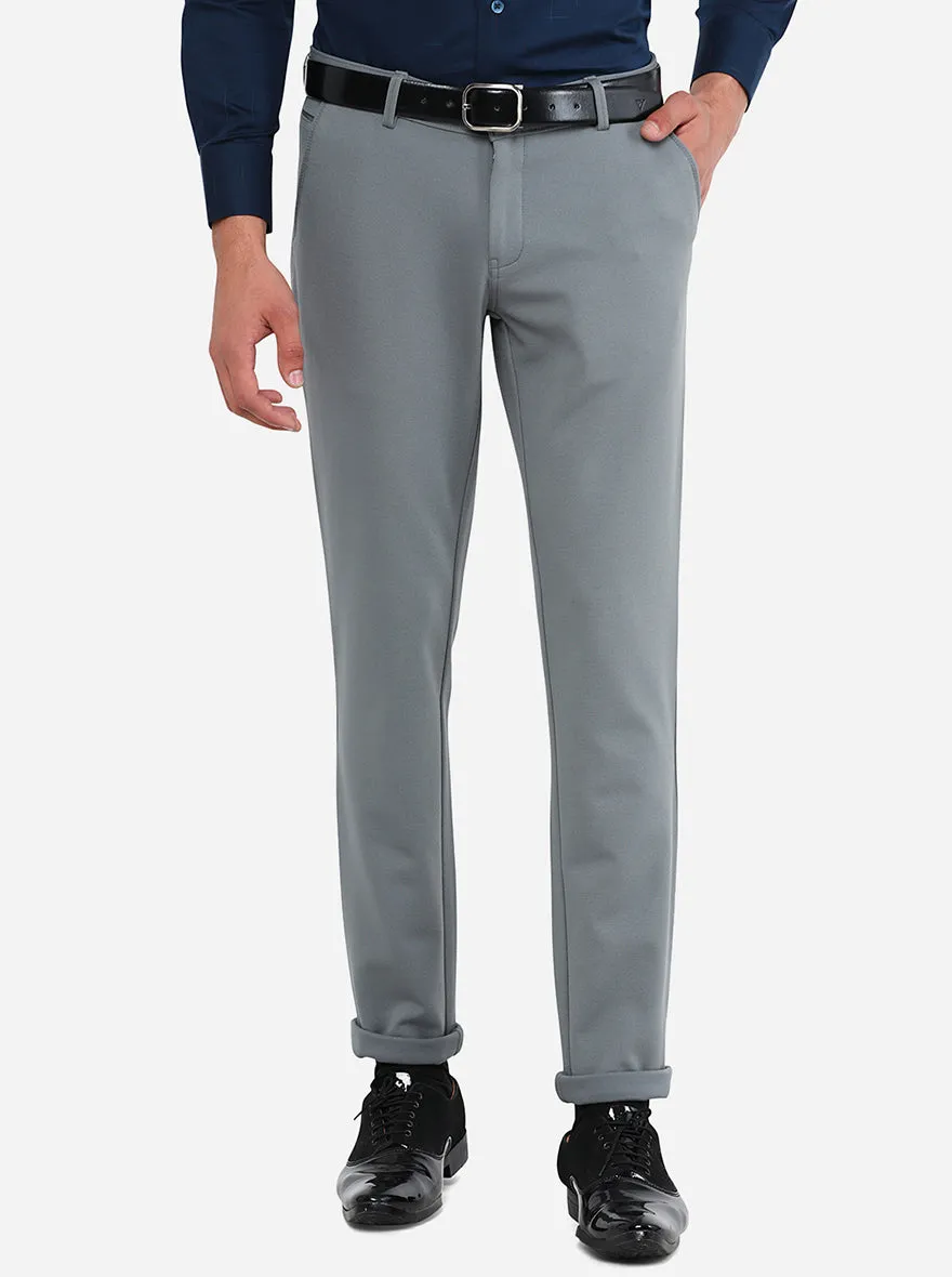 Light Blue Solid Slim Fit Club Wear Trouser | JB Studio
