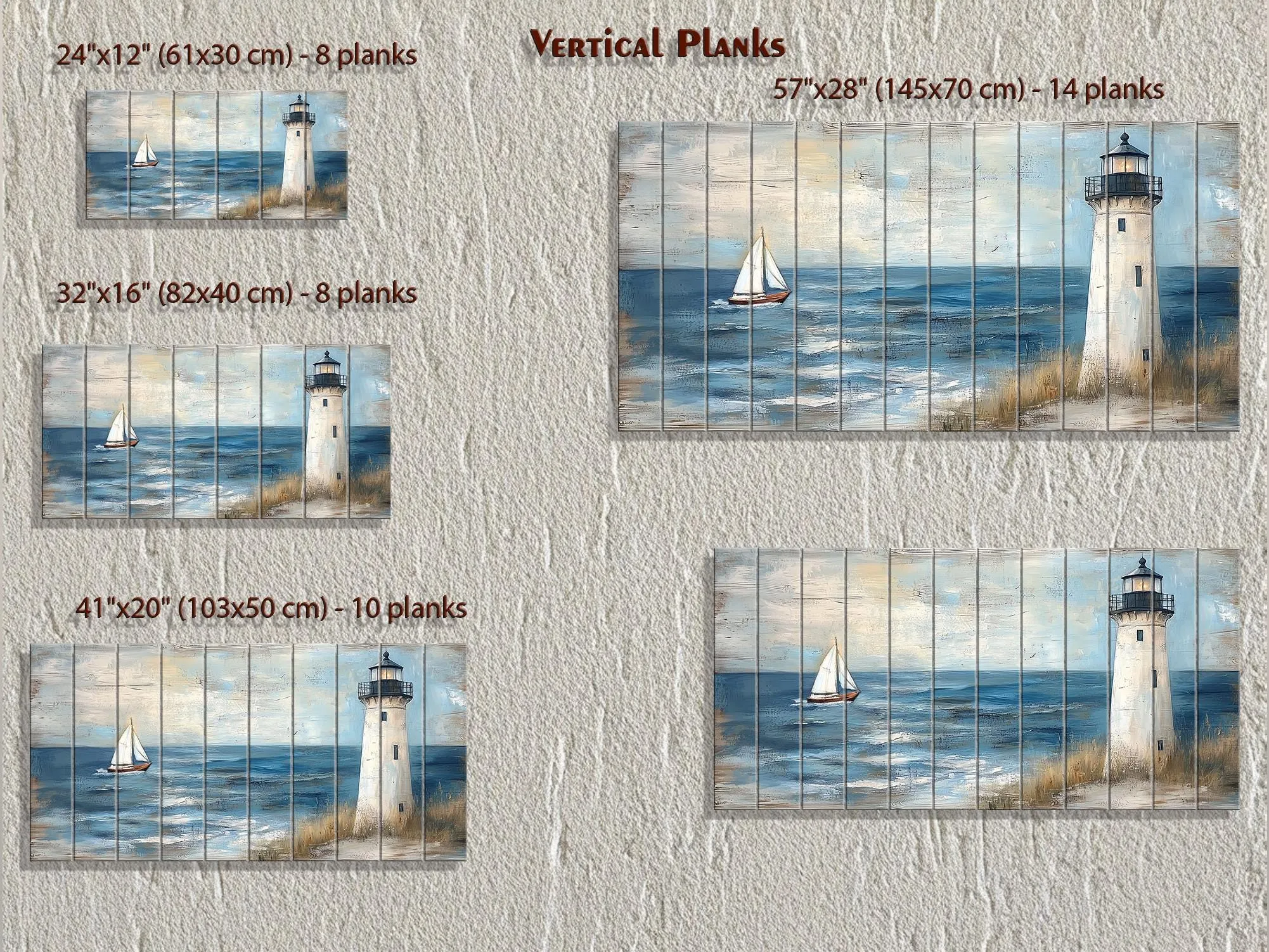 Lighthouse And Sailboat Distressed Wood Wall Art