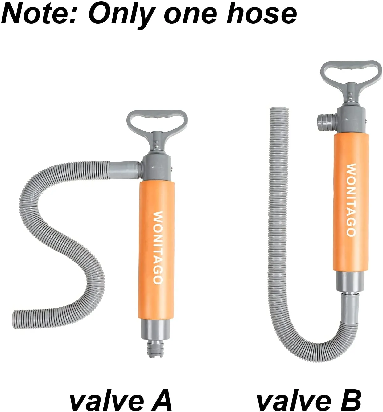 LINGVUM Bilge Pump for Kayak Canoe and Boat - 17 Inch Manual Portable Kayak Hand Water Pumps with Reversible Hose Orange