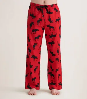 Little Blue House Moose on Red Men’s Flannel Pajama Pant