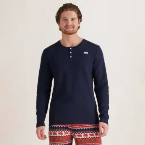 Little Blue House Polar Bear Men's Waffle Henley
