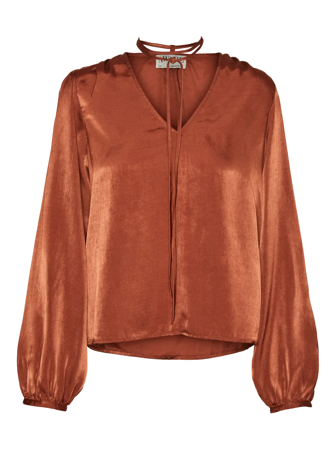 Mae Silver Grey Tie Neck Satin Blouse