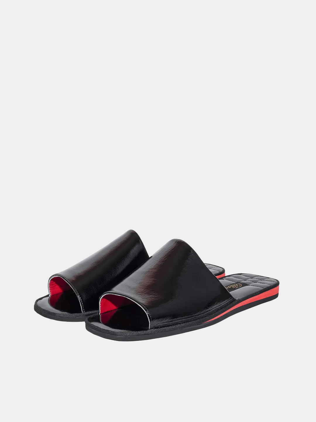 Men's slippers black lacquer Model 1212 Patent Leather