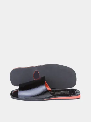 Men's slippers black lacquer Model 1212 Patent Leather