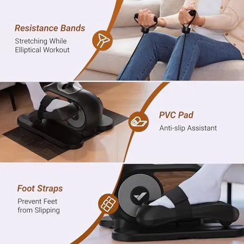MERACH Under Desk Elliptical, Ellipse Leg Exerciser Electric as Seen on TV for Seniors with Remote Control & 12 Adjustable Speeds, Quiet Portable Seated Pedal Exerciser Machine for Home
