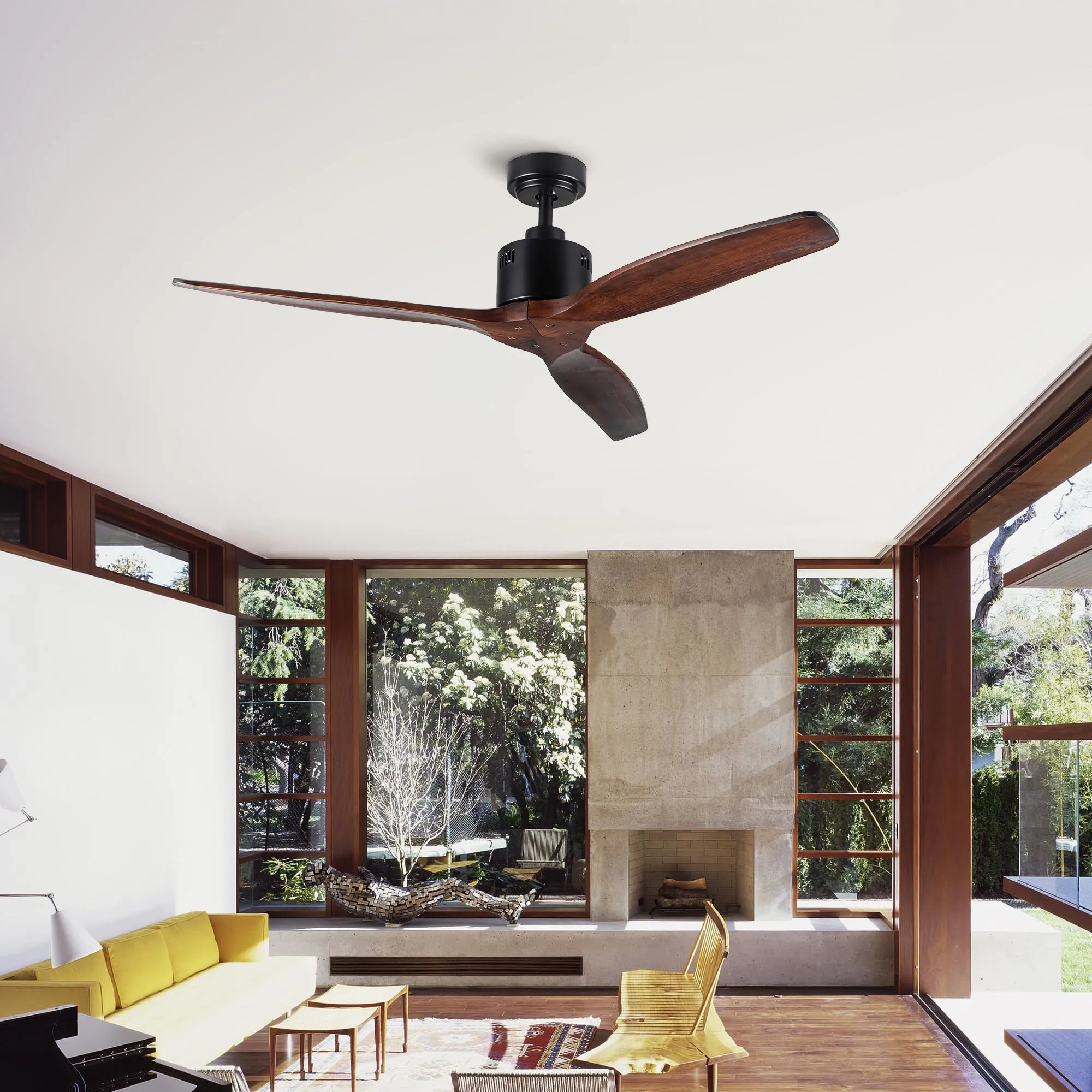 Misty Valley 52in. Modern Antique Brown Reversible Ceiling Fan without Light,Remote Control Included