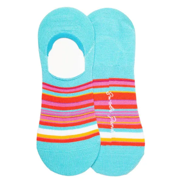 Narrow Pink Striped No-Show Bamboo Socks by Swole Panda, Size 4-7