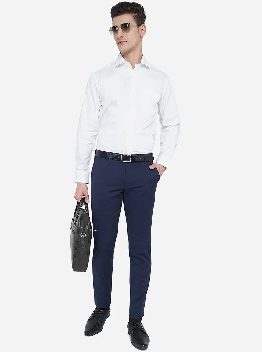 Navy Blue Solid Super Slim Fit Formal Trouser | JadeBlue