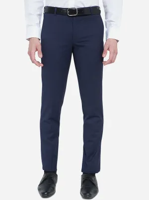 Navy Blue Solid Super Slim Fit Formal Trouser | JadeBlue