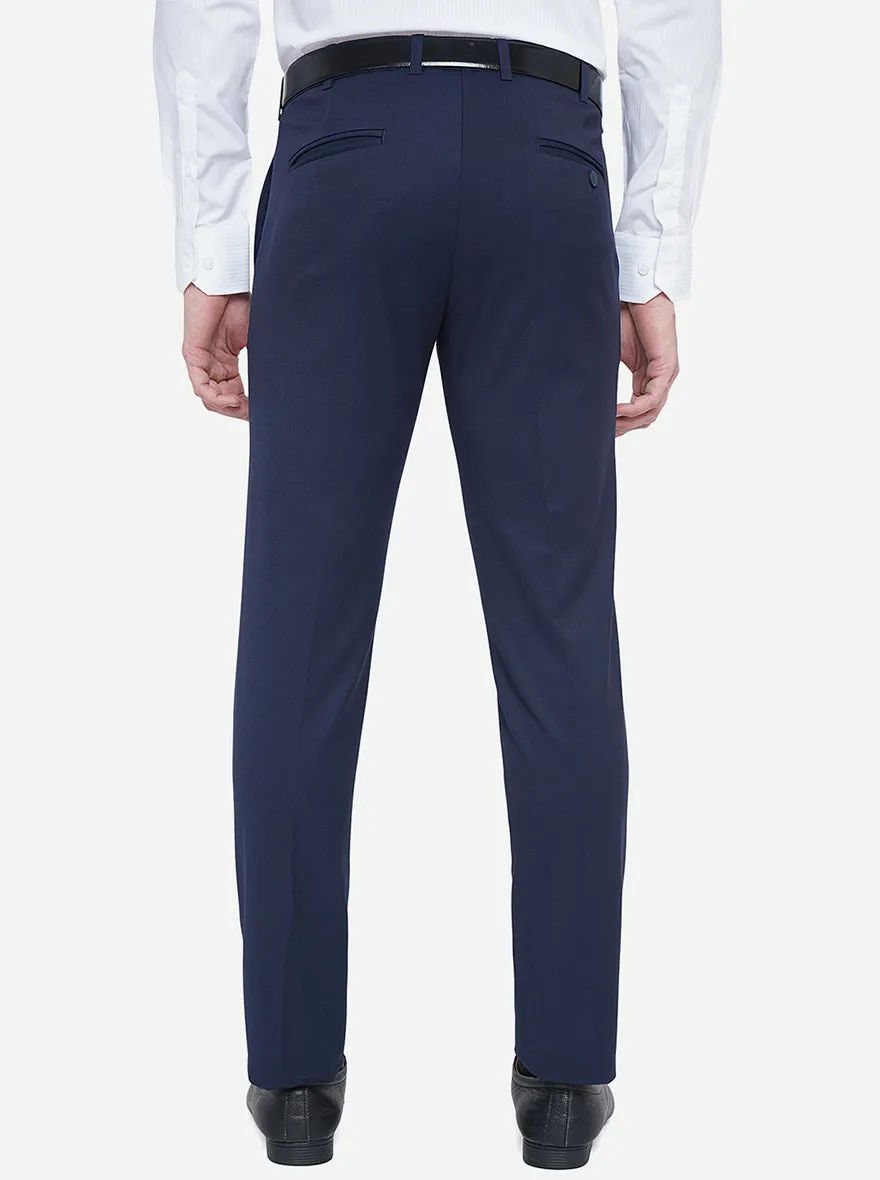 Navy Blue Solid Super Slim Fit Formal Trouser | JadeBlue