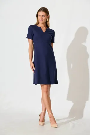 Navy V-neck Stretch Dress