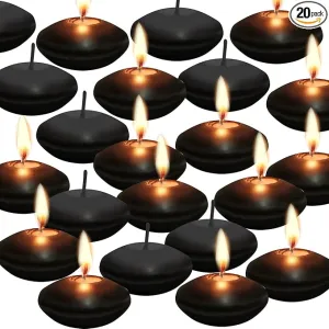 New 20 Pcs Floating Candles Centerpieces, 1.5 Inch Unscented Floating Candles Small Decoration, Floating Candles Vases for Valentine's Day, Thanksgiving, Wedding (Black)