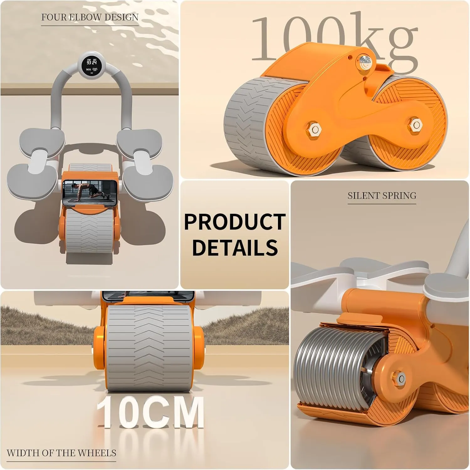 New Automatic Rebound Abdominal Wheel, New Wheels Ab Roller with Elbow Pad for Abdominal Exercise and Plank Trainer, Ab Roller Wheel Exercise Equipment for Beginners Core Workouts
