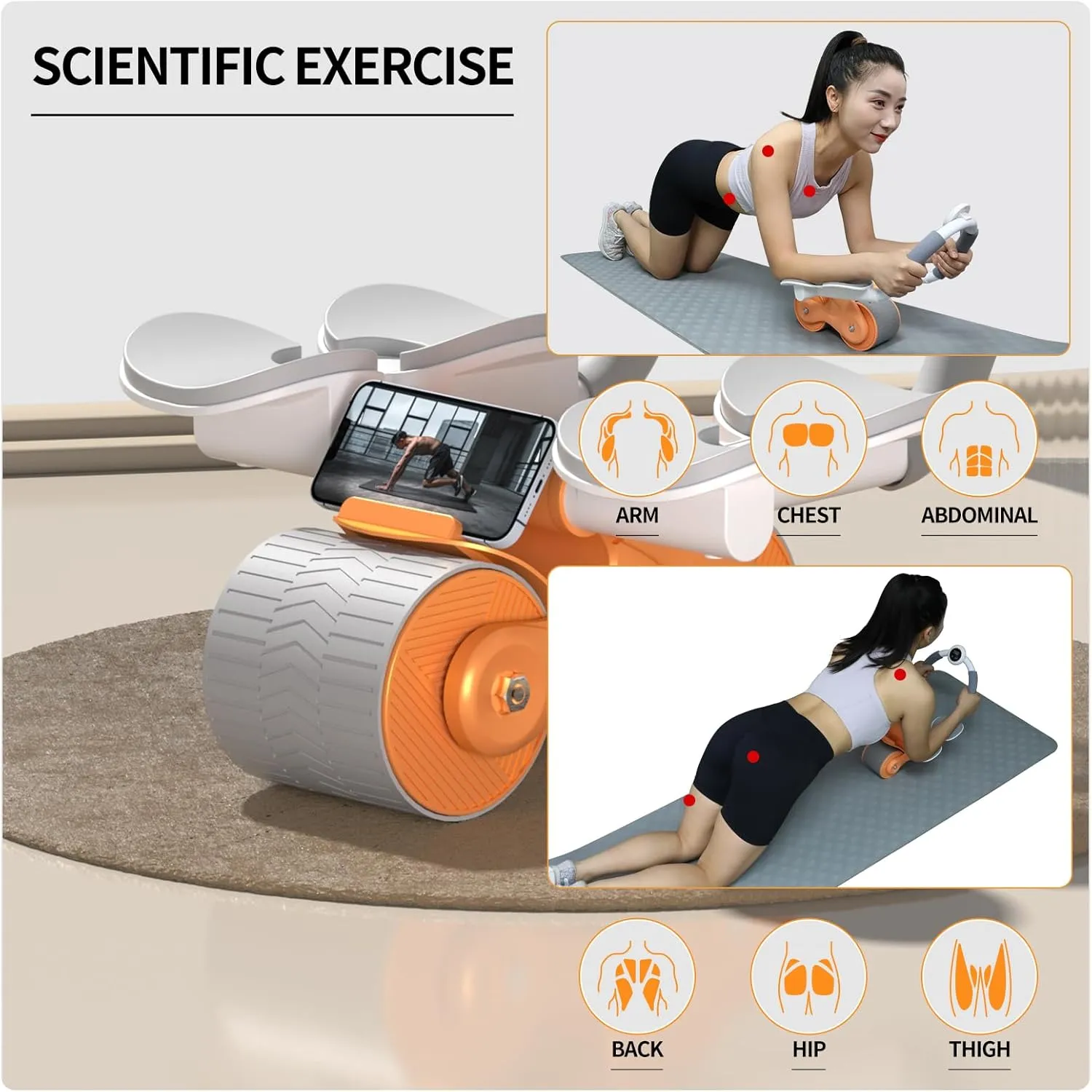 New Automatic Rebound Abdominal Wheel, New Wheels Ab Roller with Elbow Pad for Abdominal Exercise and Plank Trainer, Ab Roller Wheel Exercise Equipment for Beginners Core Workouts