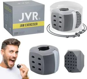 New Jaw Exerciser -JVR Jaw, Face, and Neck Exerciser 2PCS- Double Chin Reducer for Perfect Jawline Shape, Neck Toning, Decreasing Fat Jawline Exerciser- Food-Grade Silicone Jaw Workout