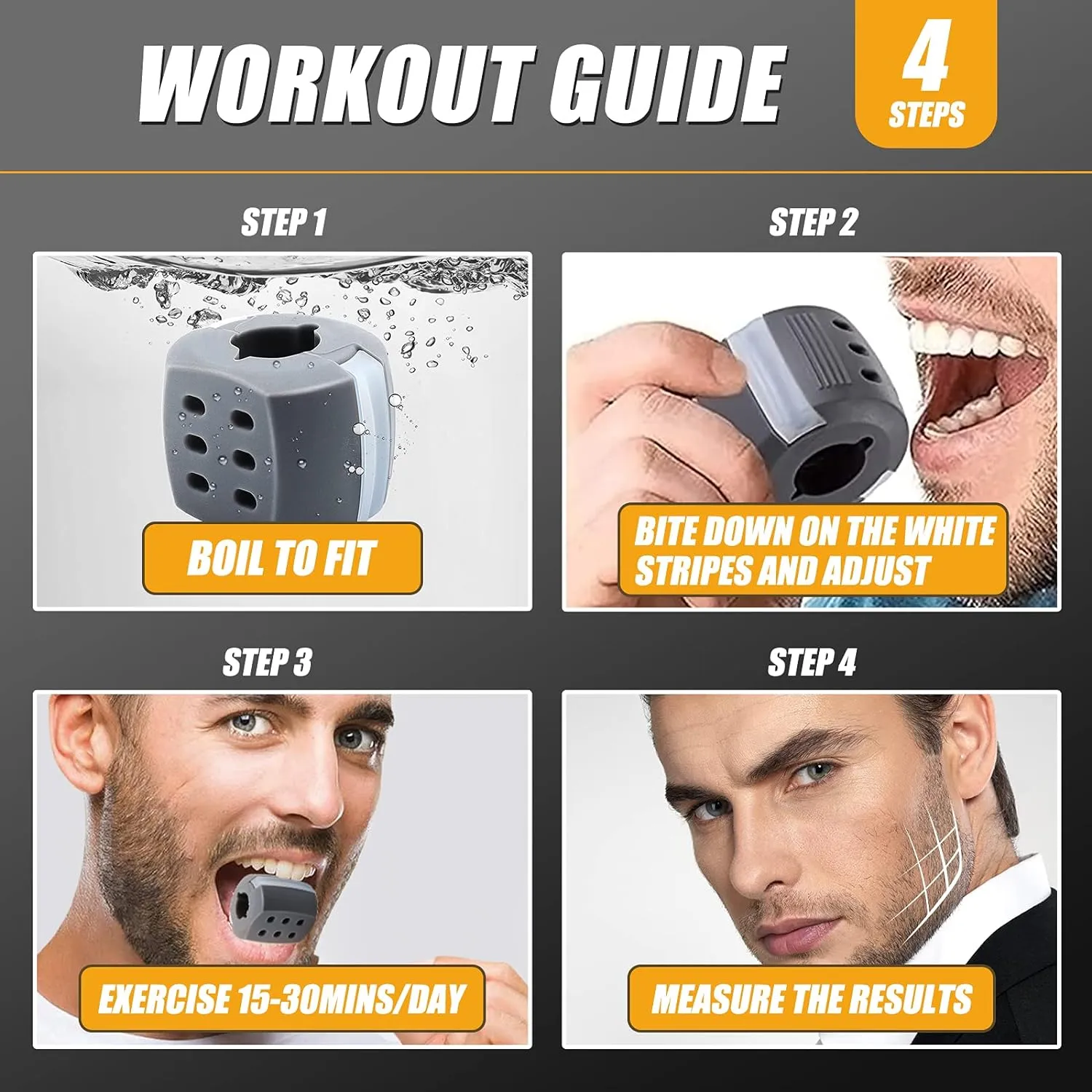 New Jaw Exerciser -JVR Jaw, Face, and Neck Exerciser 2PCS- Double Chin Reducer for Perfect Jawline Shape, Neck Toning, Decreasing Fat Jawline Exerciser- Food-Grade Silicone Jaw Workout