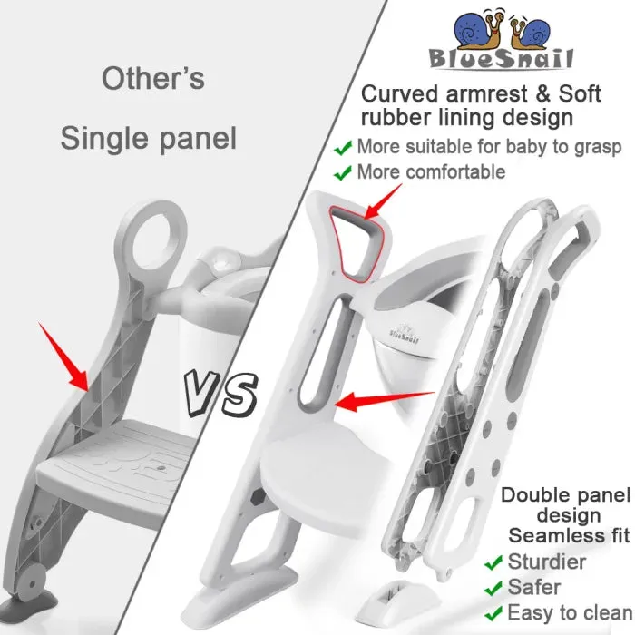 New Potty Training Toilet Seat with Step Stool Ladder for Kids and Toddler, Sturdy Potty With Ladder For Boys and Girls by BlueSnail White & Grey!
