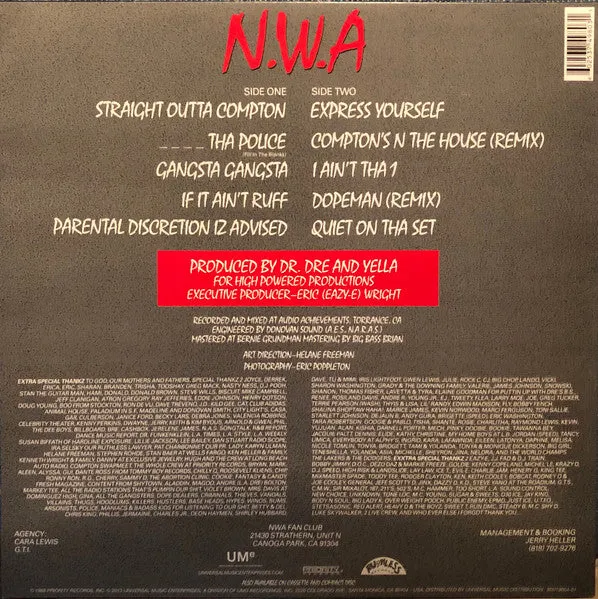 N.W.A. - Straight Outta Compton Vinyl LP Record