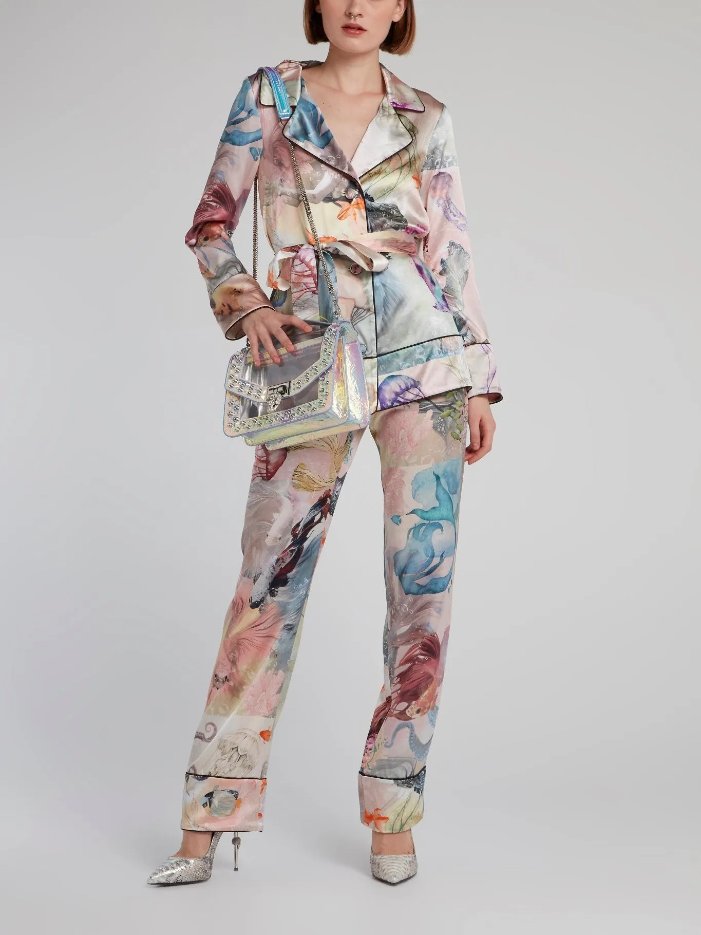 Ocean Print Silk Twin Set