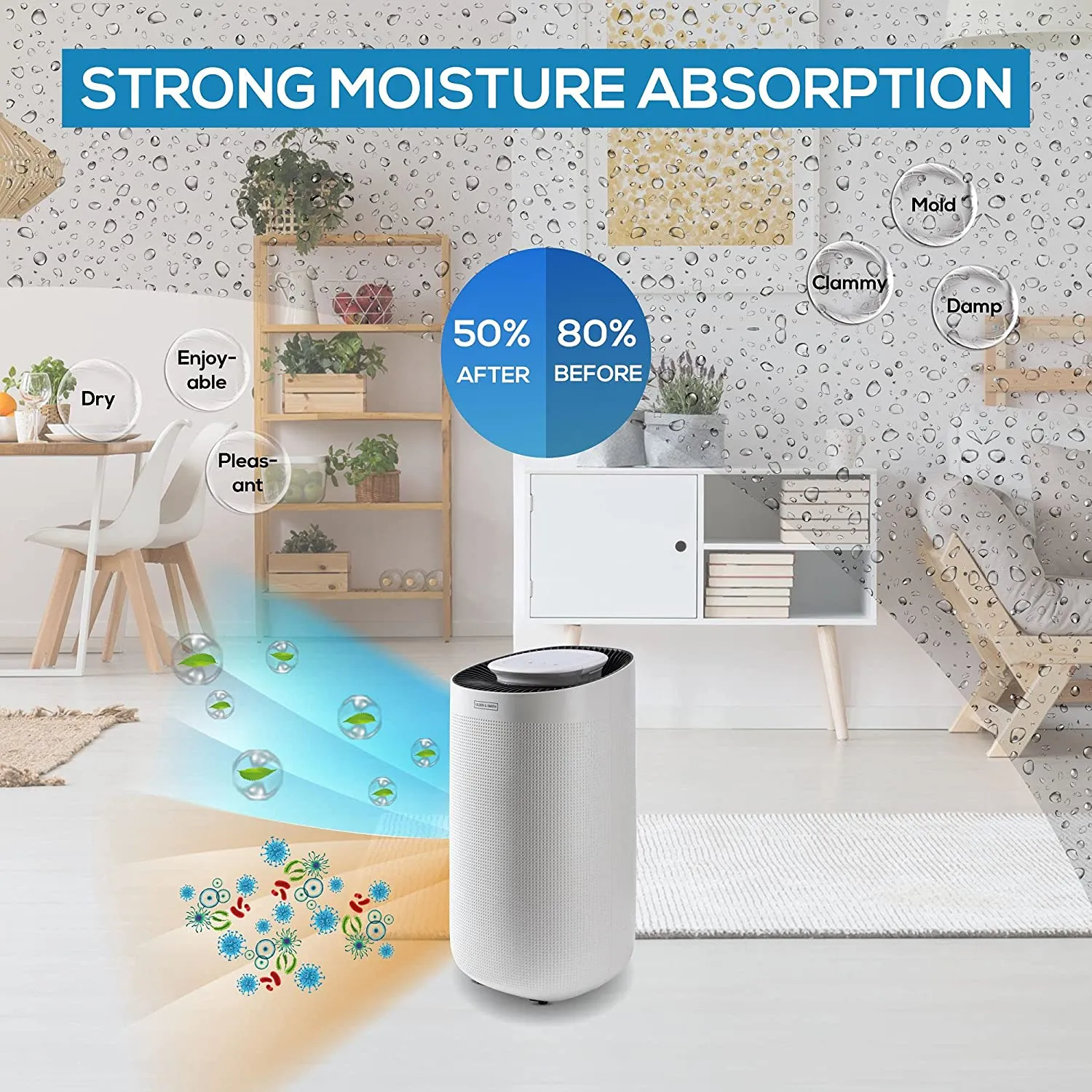 Olsen & Smith 12L/Day Portable Electric Dehumidifier for Home Damp Bedroom Kitchen Bathroom Garage Basement with Auto Humidity Control Settings, Ultra-Quiet Sleep Mode, Child Lock, Auto-Defrost,  3L Tank, 2m Drain Hose & much more