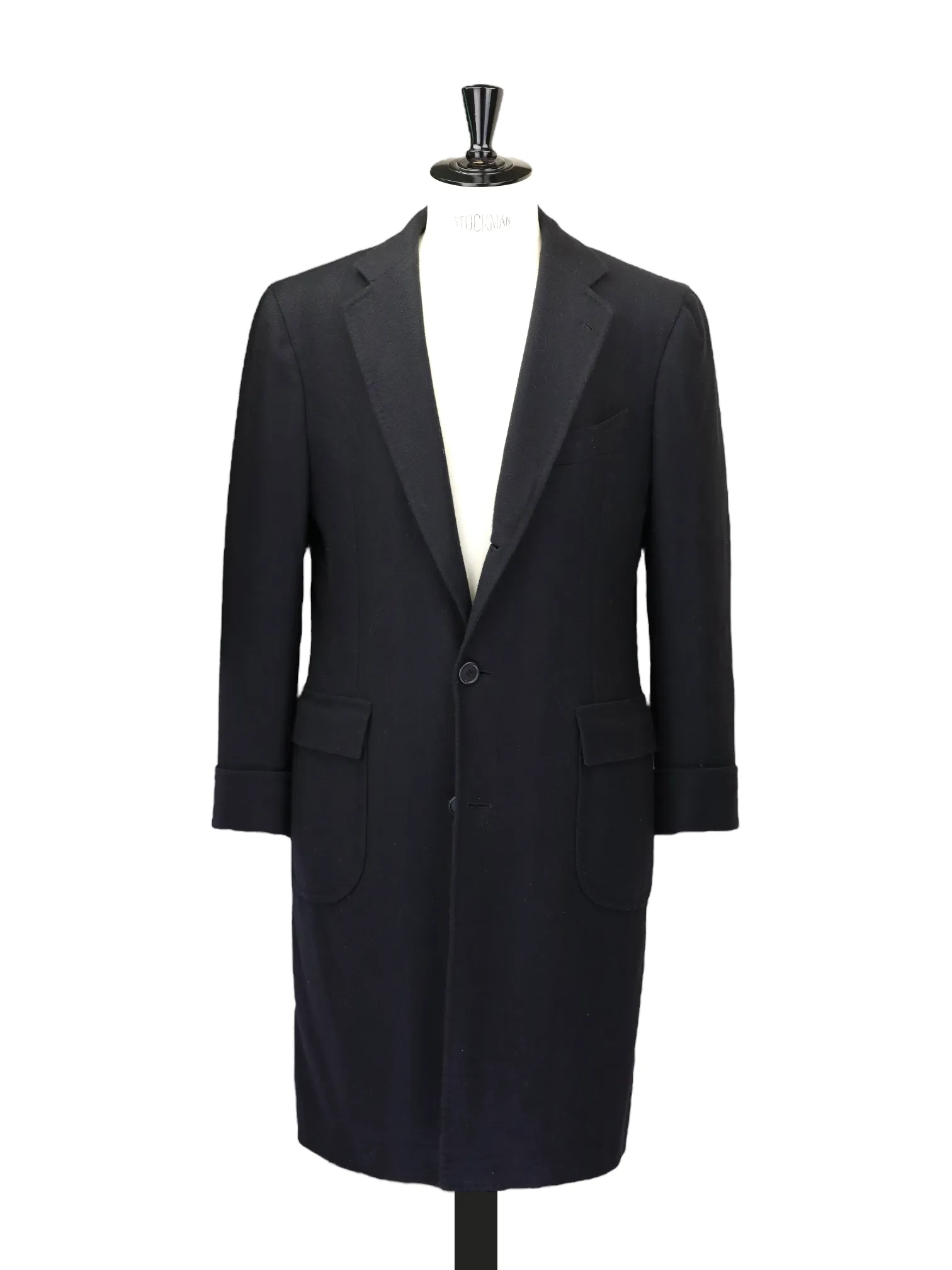 Orazio Luciano Black Virgin-Wool Herringbone Polocoat