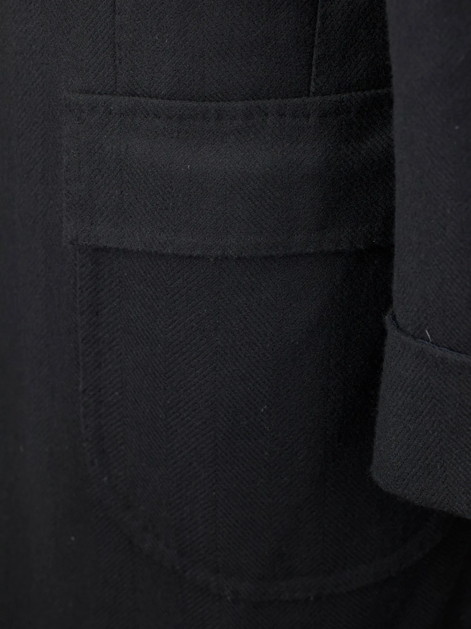 Orazio Luciano Black Virgin-Wool Herringbone Polocoat