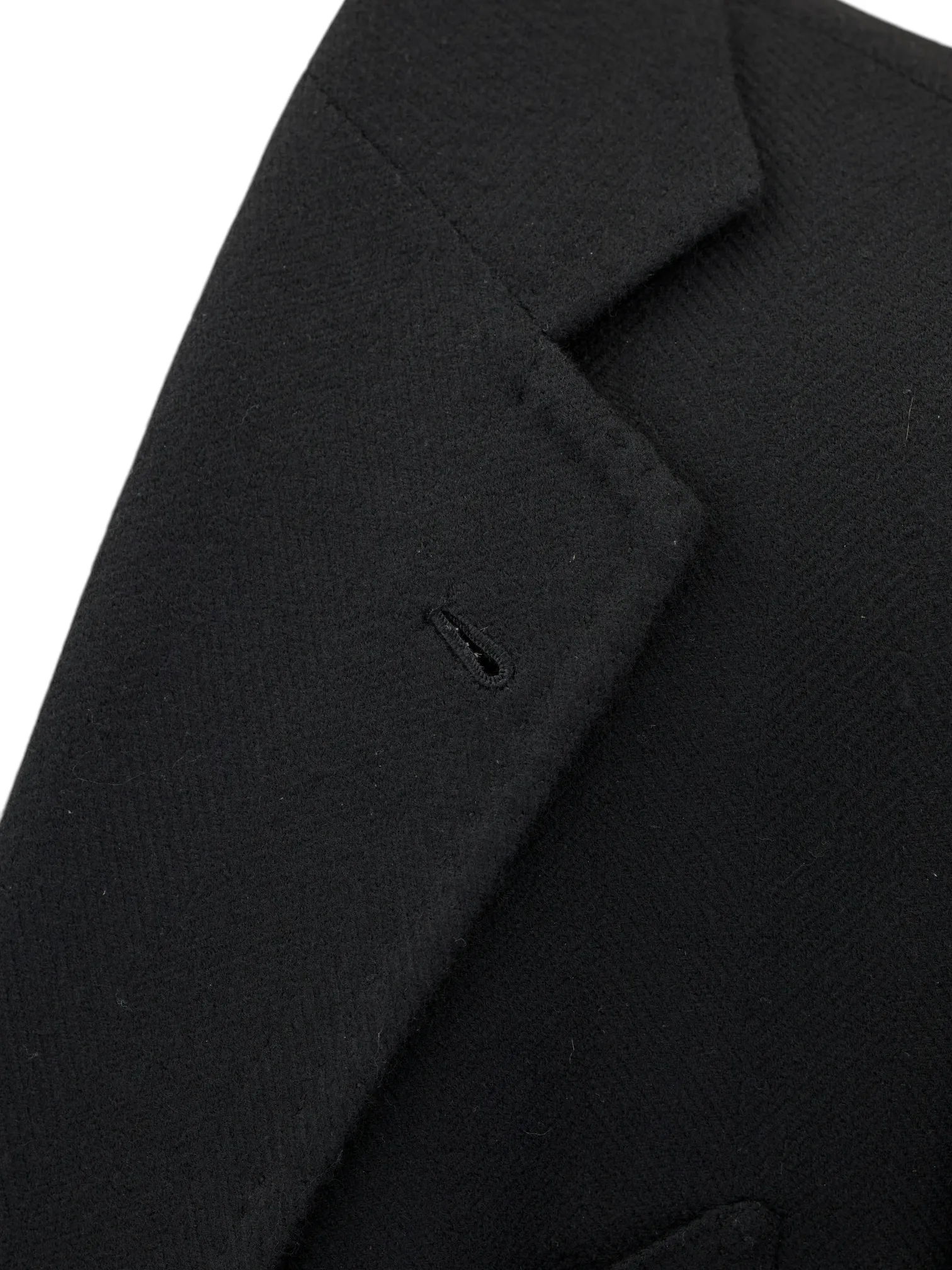 Orazio Luciano Black Virgin-Wool Herringbone Polocoat