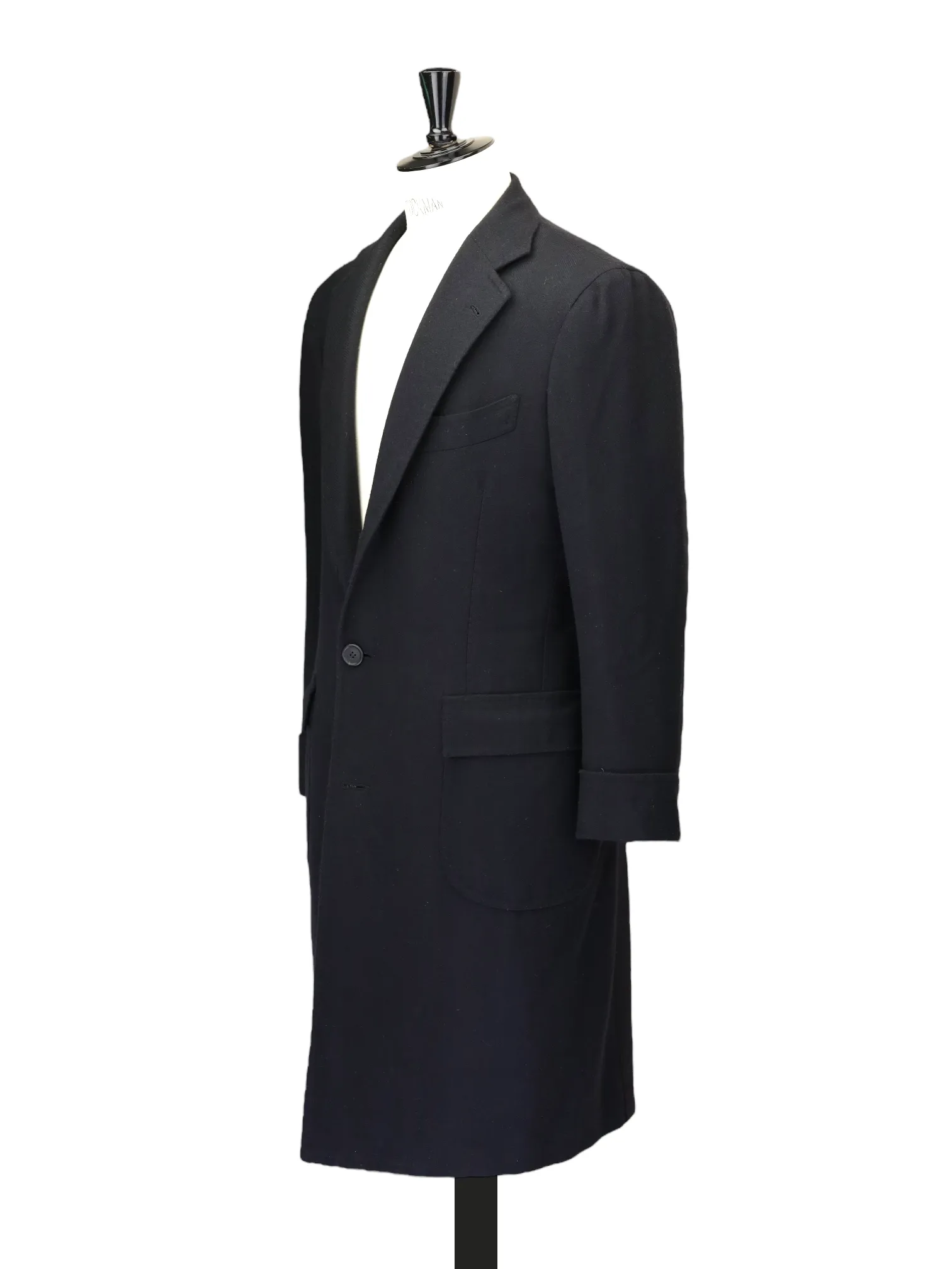 Orazio Luciano Black Virgin-Wool Herringbone Polocoat