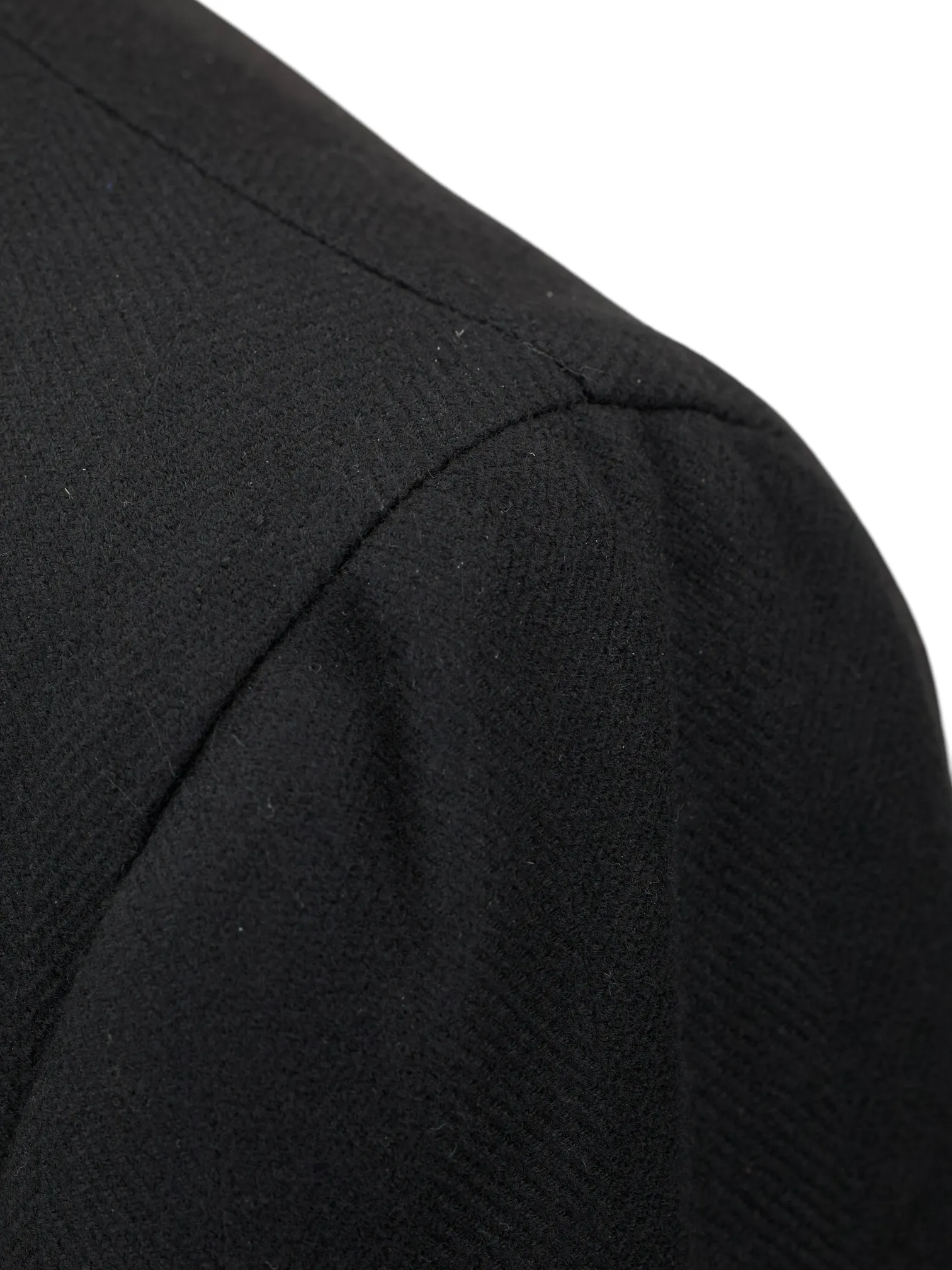 Orazio Luciano Black Virgin-Wool Herringbone Polocoat