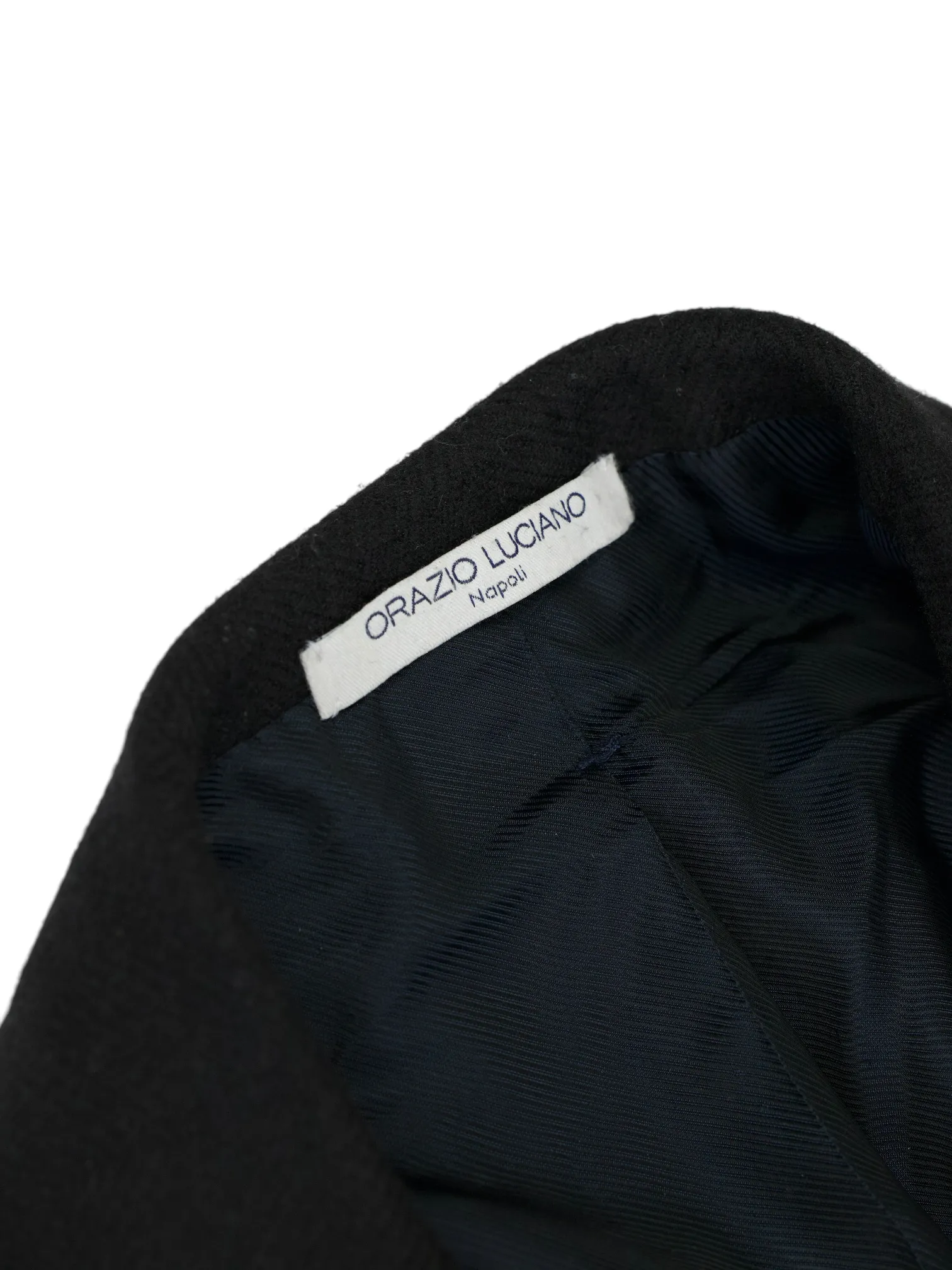 Orazio Luciano Black Virgin-Wool Herringbone Polocoat