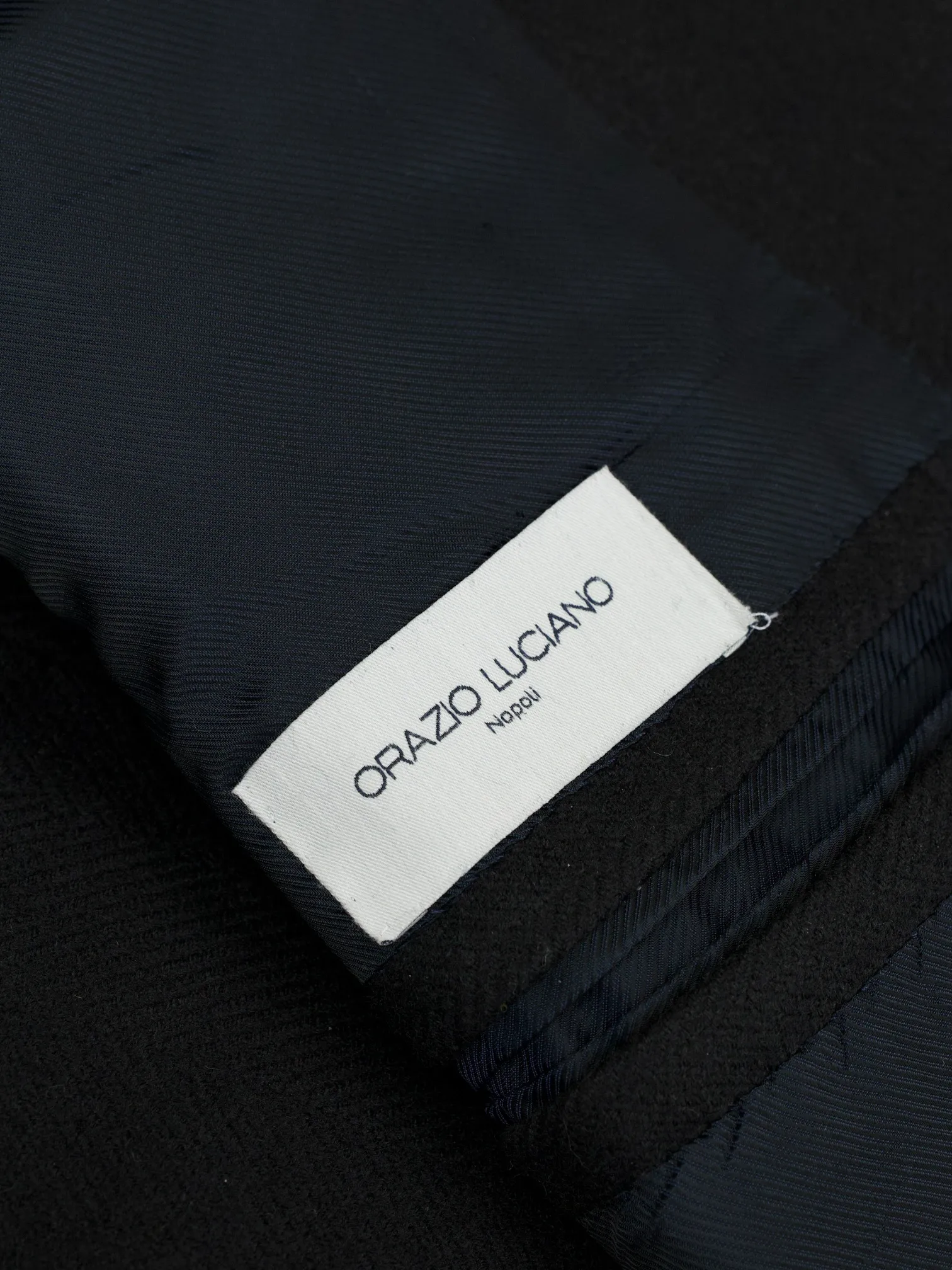 Orazio Luciano Black Virgin-Wool Herringbone Polocoat