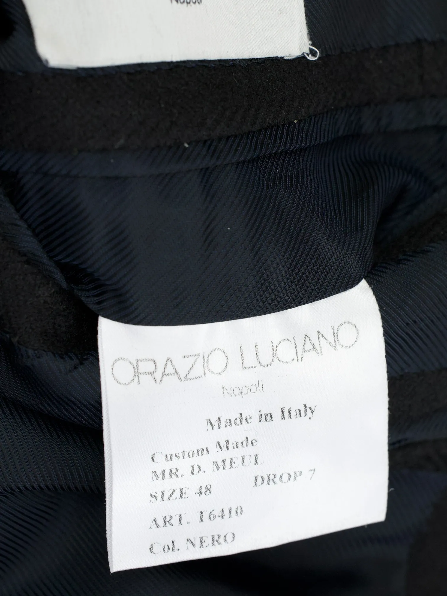 Orazio Luciano Black Virgin-Wool Herringbone Polocoat